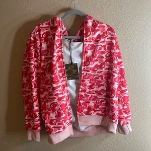 BAPE pink zip up, Size XL